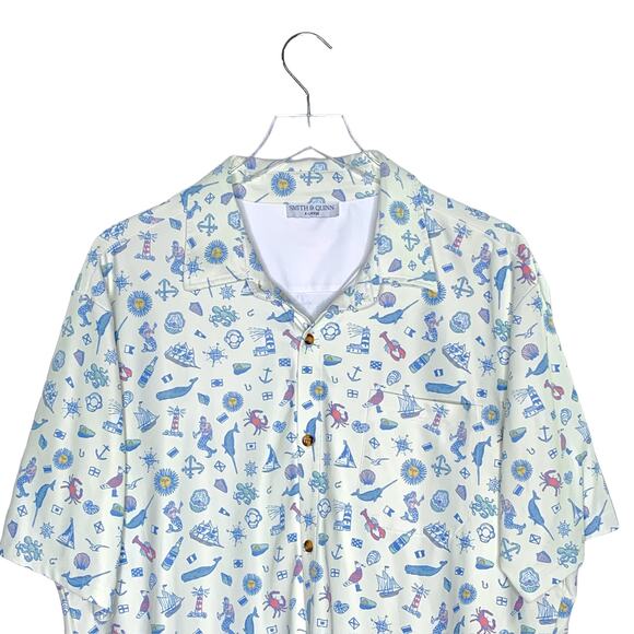 Smith and Quinn XL New England Polo Shirt Lighthouse Lobster Mermaid Whale - Picture 4 of 8